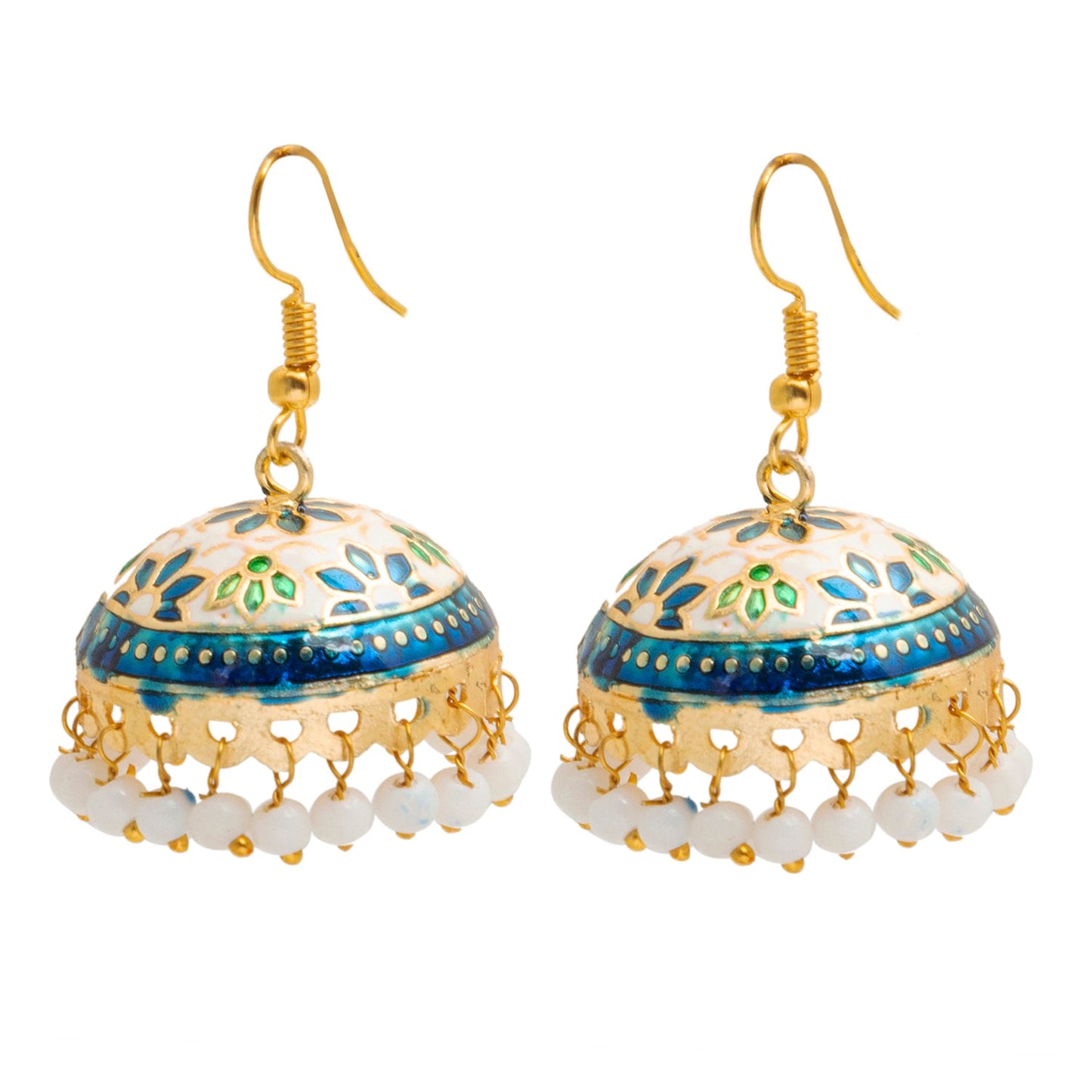 Handcrafted Large Size Gold Plated Design Traditional Ethnic Meenakari Kundan Jhumka Earrings Women SJE_39_L_MC_05