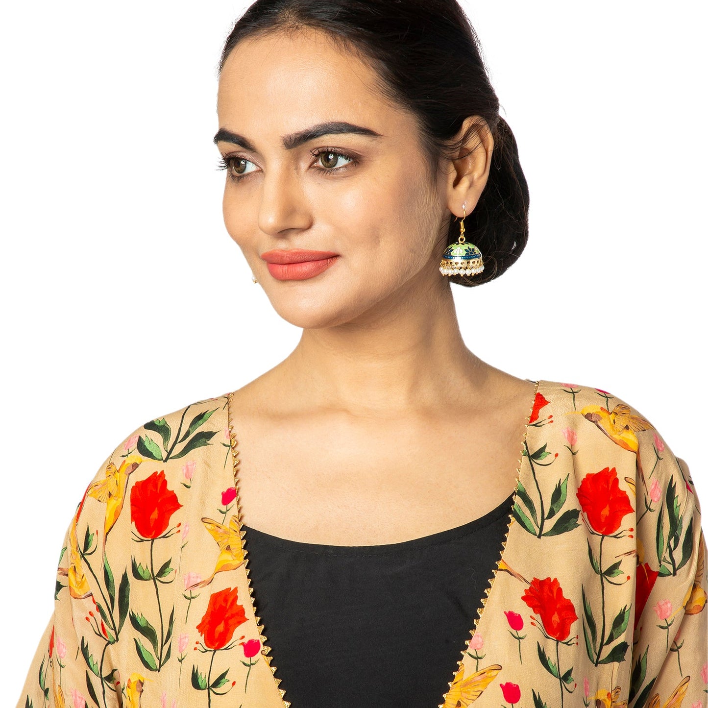 Handcrafted Large Size Gold Plated Design Traditional Ethnic Meenakari Kundan Jhumka Earrings Women SJE_39_L_MC_05