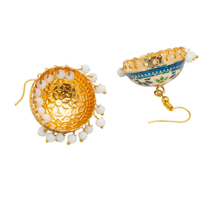 Handcrafted Large Size Gold Plated Design Traditional Ethnic Meenakari Kundan Jhumka Earrings Women SJE_39_L_MC_05