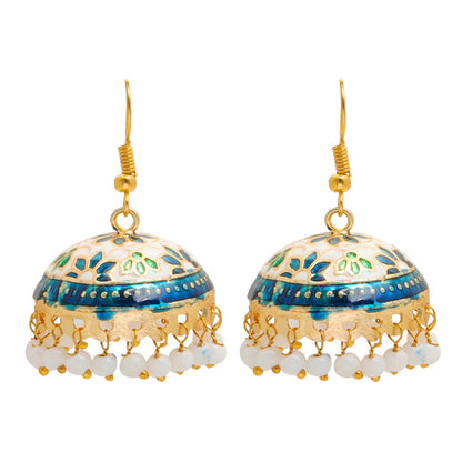 Handcrafted Large Size Gold Plated Design Traditional Ethnic Meenakari Kundan Jhumka Earrings Women SJE_39_L_MC_05