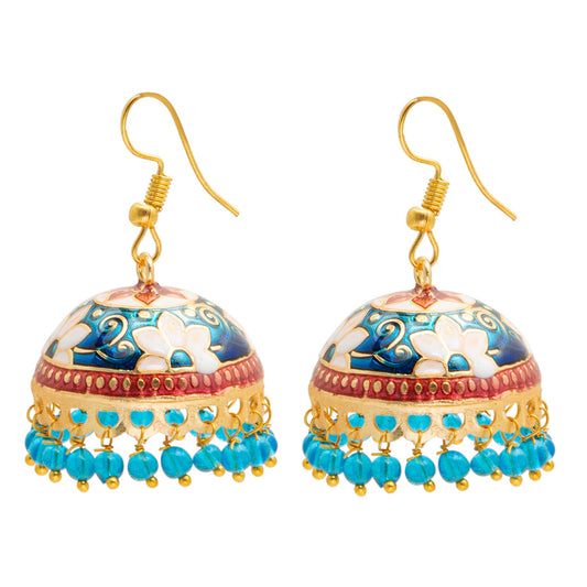 Handcrafted Large Size Gold Plated Design Traditional Ethnic Meenakari Kundan Jhumka Earrings Women SJE_39_L_MC_07