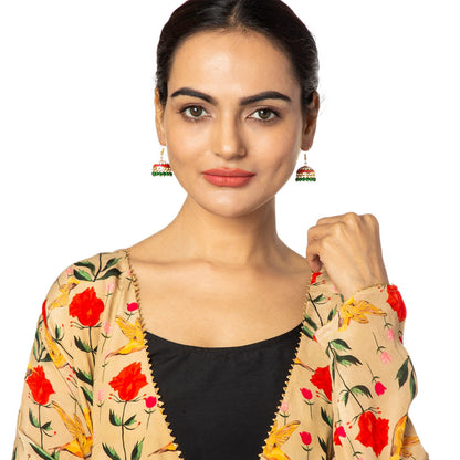 Handcrafted Medium Size Gold Plated Design Traditional Ethnic Meenakari Kundan Jhumka Earrings Women SJE_39_M_MC_01