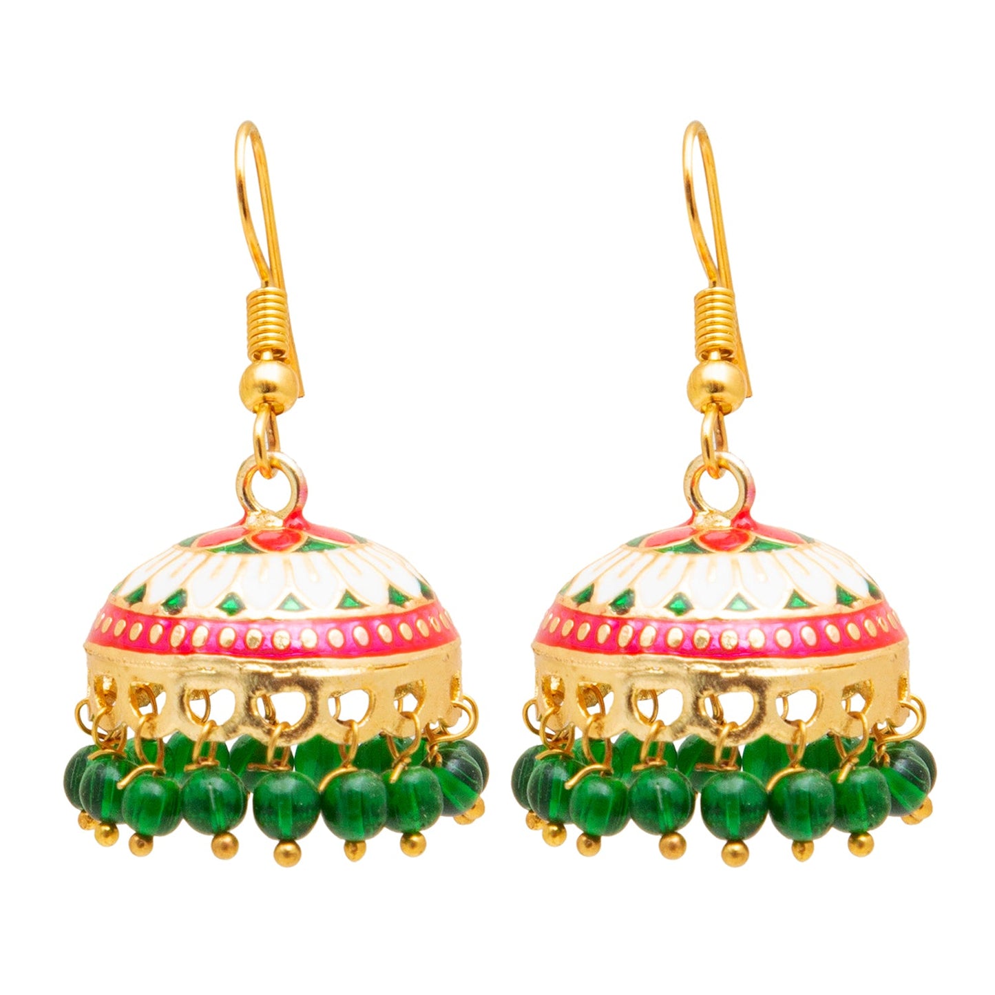 Handcrafted Medium Size Gold Plated Design Traditional Ethnic Meenakari Kundan Jhumka Earrings Women SJE_39_M_MC_01