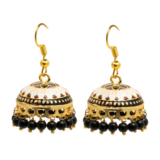 Handcrafted Medium Size Gold Plated Design Traditional Ethnic Meenakari Kundan Jhumka Earrings Women SJE_39_M_MC_02