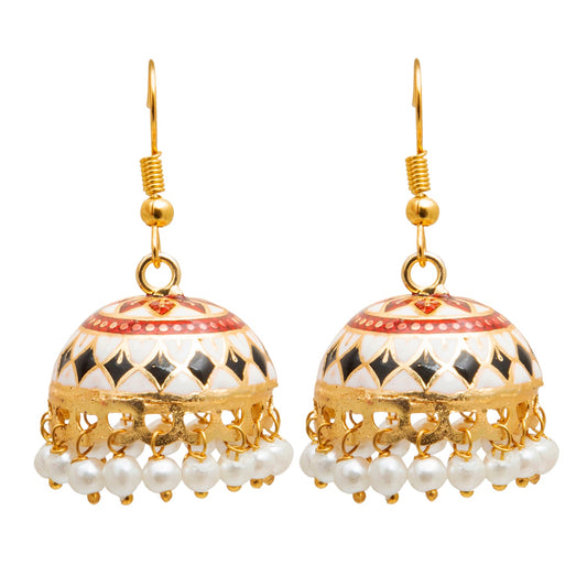 Handcrafted Medium Size Gold Plated Design Traditional Ethnic Meenakari Kundan Jhumka Earrings Women SJE_39_M_MC_06