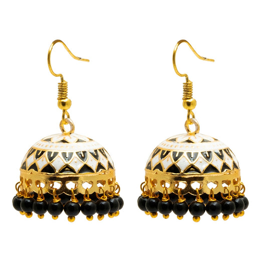 Handcrafted Medium Size Gold Plated Design Traditional Ethnic Meenakari Kundan Jhumka Earrings Women SJE_39_M_MC_05