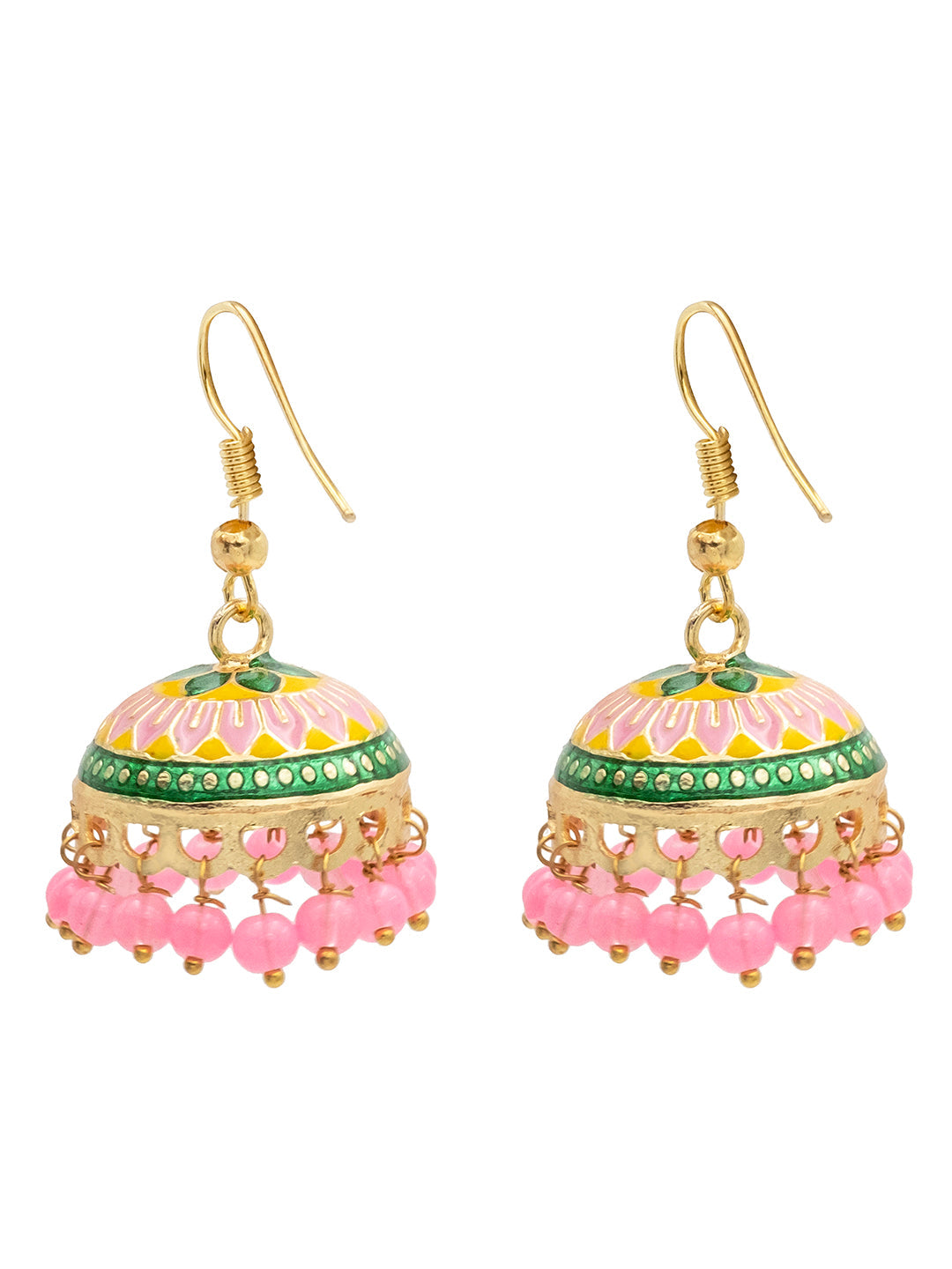 Handcrafted Small Size Gold Plated Design Traditional Ethnic Meenakari Kundan Jhumka Earrings Women (SJE_39_S_MC_07)