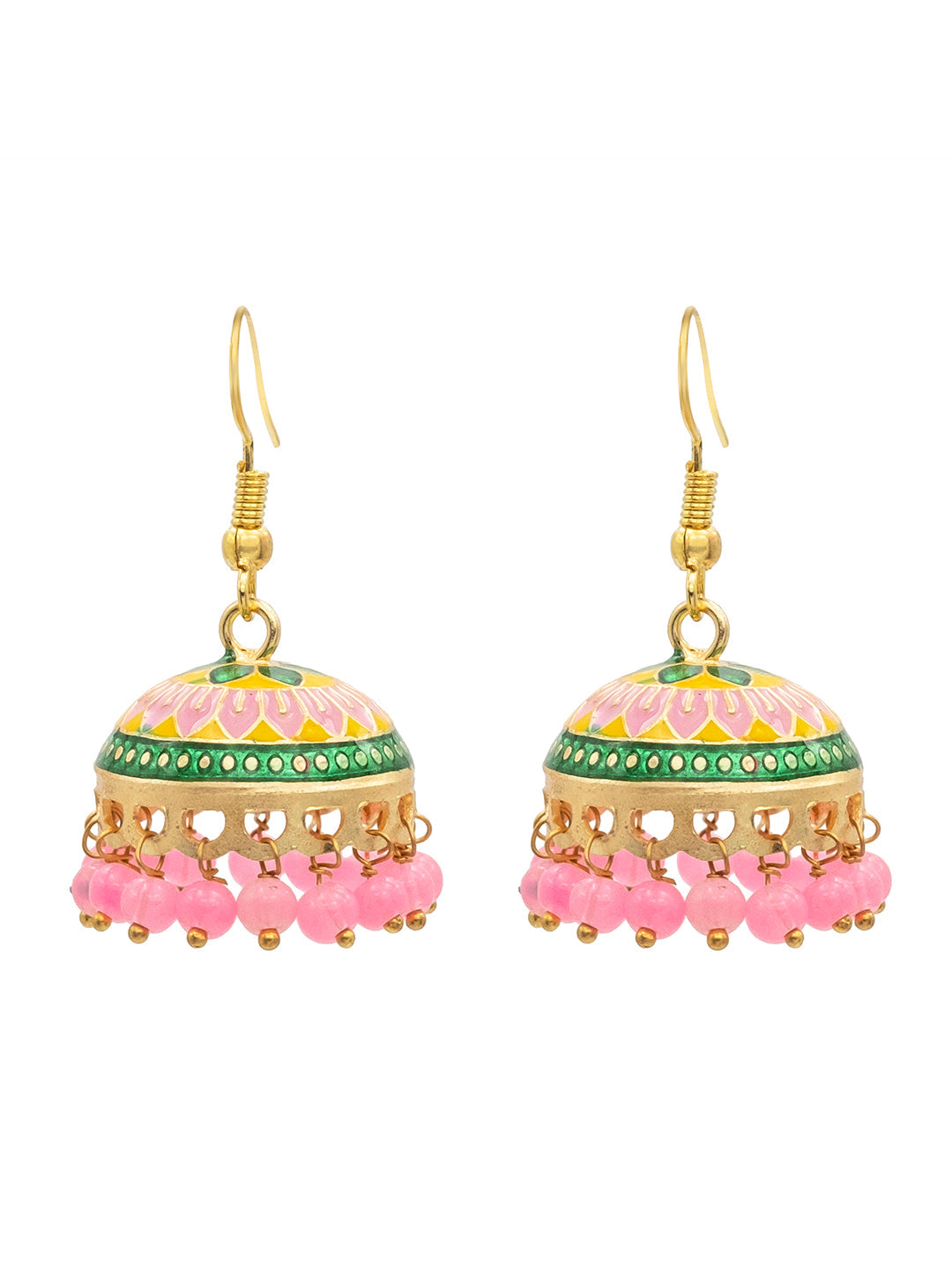 Handcrafted Small Size Gold Plated Design Traditional Ethnic Meenakari Kundan Jhumka Earrings Women (SJE_39_S_MC_07)