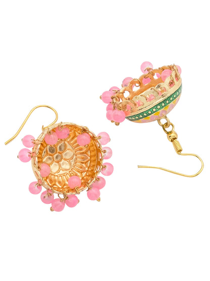 Handcrafted Small Size Gold Plated Design Traditional Ethnic Meenakari Kundan Jhumka Earrings Women (SJE_39_S_MC_07)