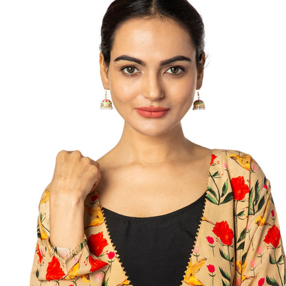 Handcrafted Small Size Gold Plated Design Traditional Ethnic Meenakari Kundan Jhumka Earrings Women SJE_39_S_MC_02