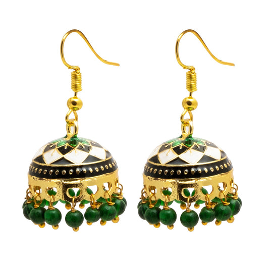 Handcrafted Small Size Gold Plated Design Traditional Ethnic Meenakari Kundan Jhumka Earrings Women SJE_39_S_MC_04