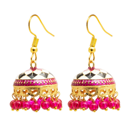 Handcrafted Small Size Gold Plated Design Traditional Ethnic Meenakari Kundan Jhumka Earrings Women SJE_39_S_MC_05
