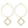 Crystal and AD, Rose Gold Plated Western Style Square Design Drop Earrings For Women (SJE_42_S_RG)