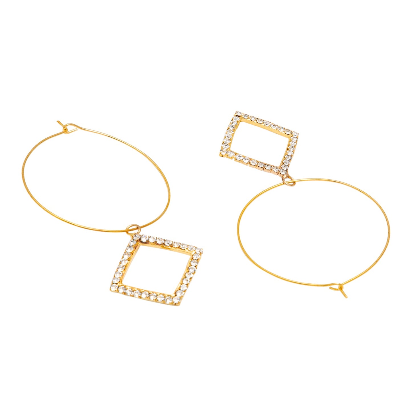 Crystal and AD, Rose Gold Plated Western Style Square Design Drop Earrings For Women (SJE_42_S_RG)