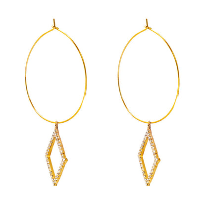 Crystal and AD, Rose Gold Plated Western Style Square Design Drop Earrings For Women (SJE_42_S_RG)
