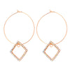 Crystal and AD, Rose Gold Plated Western Style Square Design Drop Earrings For Women (SJE_42_S_RG.DC)