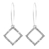 Crystal and AD, Silver Plated Western Style Square Design Drop Earrings For Women (SJE_42_S_S)