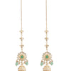 Handcrafted Gold Plated Design Traditional Ethnic Kundan,CZ, Pearl Studded Light Green Meenakari Jhumka Earrings with Ear Chain for Women (SJE_44_LG)