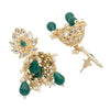 Handcrafted Gold Plated Design Traditional Ethnic Kundan, CZ, Pearl Studded Dark Green Meenakari Jhumka Earrings for Women (SJE_45_DG)