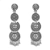 Antique Silver Plated Oxidised Traditional Look With Pearls Long Earrings for Women (SJE_50)