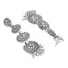 Antique Silver Plated Oxidised Traditional Look With Pearls Long Earrings for Women (SJE_50)