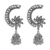 Antique Silver Plated Oxidised Traditional Look With CZ & Pearls Long Jhumka Earrings for Women (SJE_52)