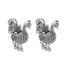 Antique Silver Plated Oxidised Traditional Peackock Design with CZ & Pearls Earrings for Women (SJE_57)