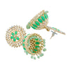 Traditional Indian Gold Plated Light Green Polki CZ, Crystal Studded Jhumka Earring For Women - Light Green (SJE_71_LG)