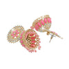 Traditional Indian Gold Plated Light Pink Polki CZ, Crystal Studded Jhumka Earring For Women - Light Pink (SJE_71_LP)