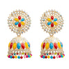 Traditional Indian Gold Plated Multicolour Polki CZ, Crystal Studded Jhumka Earring For Women (SJE_71_MT)
