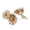 Traditional Indian Gold Plated Multicolour Polki CZ, Crystal Studded Jhumka Earring For Women (SJE_71_MT)