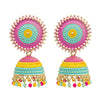 Traditional Indian Antique Gold Plated Multicolour CZ, Crystal Studded Jhumka Earring For Women (SJE_72_R)