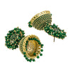 Traditional Indian Gold Plated With Green Colour CZ, Crystal Studded Jhumka Earring For Women - Green (SJE_76_G)