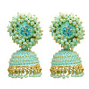Traditional Indian Gold Plated With Light Green Colour CZ, Crystal Studded Jhumka Earring For Women - Light Green (SJE_76_LG)