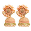 Traditional Indian Gold Plated With Light Pink CZ, Crystal Studded Jhumka Earring For Women - Light Pink (SJE_76_LP)