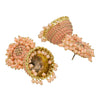 Traditional Indian Gold Plated With Light Pink CZ, Crystal Studded Jhumka Earring For Women - Light Pink (SJE_76_LP)