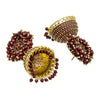 Traditional Indian Gold Plated With Maroon Colour CZ, Crystal Studded Jhumka Earring For Women - Maroon (SJE_76_M)