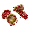 Traditional Indian Gold Plated With Red Colour CZ, Crystal Studded Jhumka Earring For Women - Pink  (SJE_76_R)
