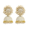 Traditional Indian Gold Plated With White Colour CZ, Crystal Studded Jhumka Earring For Women - White (SJE_76_W)