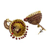 Traditional Indian Gold Plated With Maroon CZ, Crystal Peacock Studded Jhumka Earring For Women - Maroon (SJE_77_M)