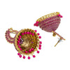 Traditional Indian Gold Plated With Pink CZ, Crystal Peacock Studded Jhumka Earring For Women - Pink (SJE_77_P)