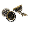 Traditional Indian Gold Plated With Black Colour Polki CZ, Crystal Studded Jhumka Earring For Women - Black (SJE_78_BK)