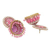 Traditional Indian Gold Plated With Light Pink Colour Polki CZ, Crystal Studded Jhumka Earring For Women - Light Pink (SJE_78_LP)