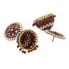 Traditional Indian Gold Plated With Maroon Colour Polki CZ, Crystal Studded Jhumka Earring For Women - Maroon (SJE_78_M)