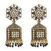 Traditional Indian Gold Plated With Black Colour CZ, Crystal Studded Jhumka Earring For Women - Black (SJE_79_BK)