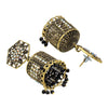 Traditional Indian Gold Plated With Black Colour CZ, Crystal Studded Jhumka Earring For Women - Black (SJE_79_BK)