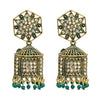 Traditional Indian Gold Plated With Green Colour CZ, Crystal Studded Jhumka Earring For Women - Green(SJE_79_G)