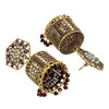 Traditional Indian Gold Plated With Maroon Colour CZ, Crystal Studded Jhumka Earring For Women -Maroon (SJE_79_M)