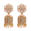 Traditional Indian Gold Plated With Orange Colour CZ, Crystal Studded Jhumka Earring For Women -Orange (SJE_79_O)