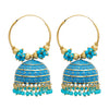 Traditional Indian Gold Plated With Blue Colour CZ, Crystal Studded Jhumka Chand Bali Earring For Women -Blue  (SJE_80_BL)